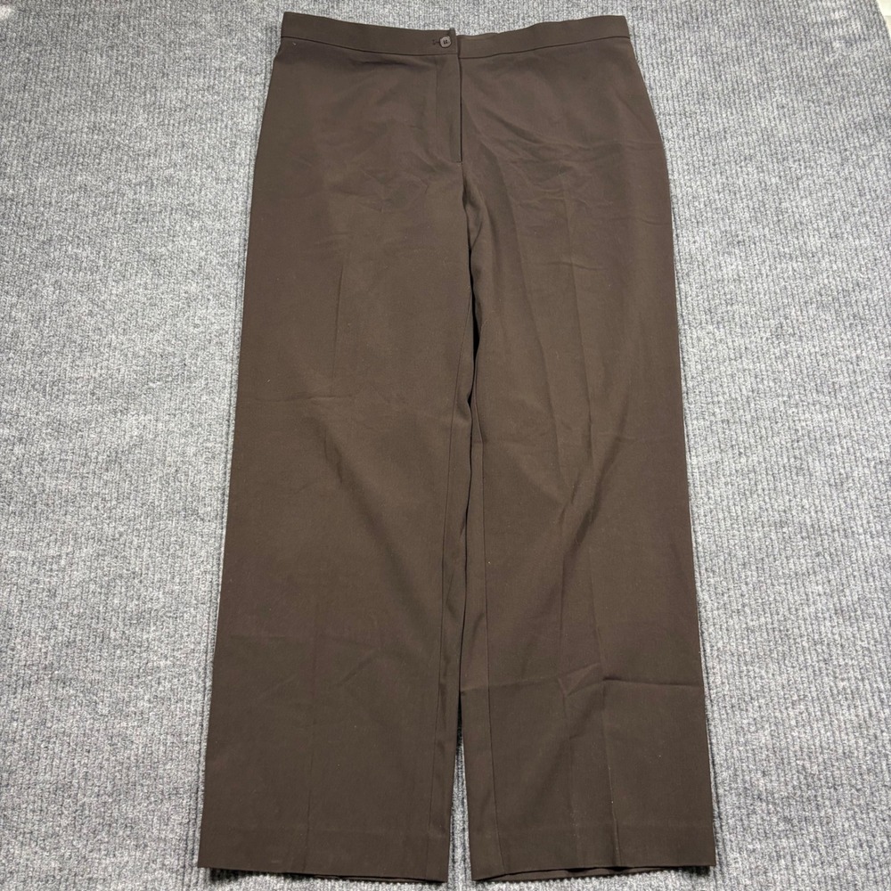 Focus 2000 Pants Woman 16 Brown Straight Leg Dress Stretch Career Trousers